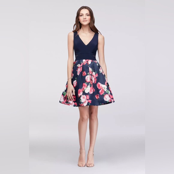 Xscape Navy blue A-Line dress - Picture 2 of 13